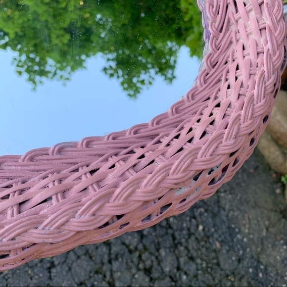 Vintage Cottagecore Wicker Rattan Oval Wall Hanging Mirror - Picture 9 of 12